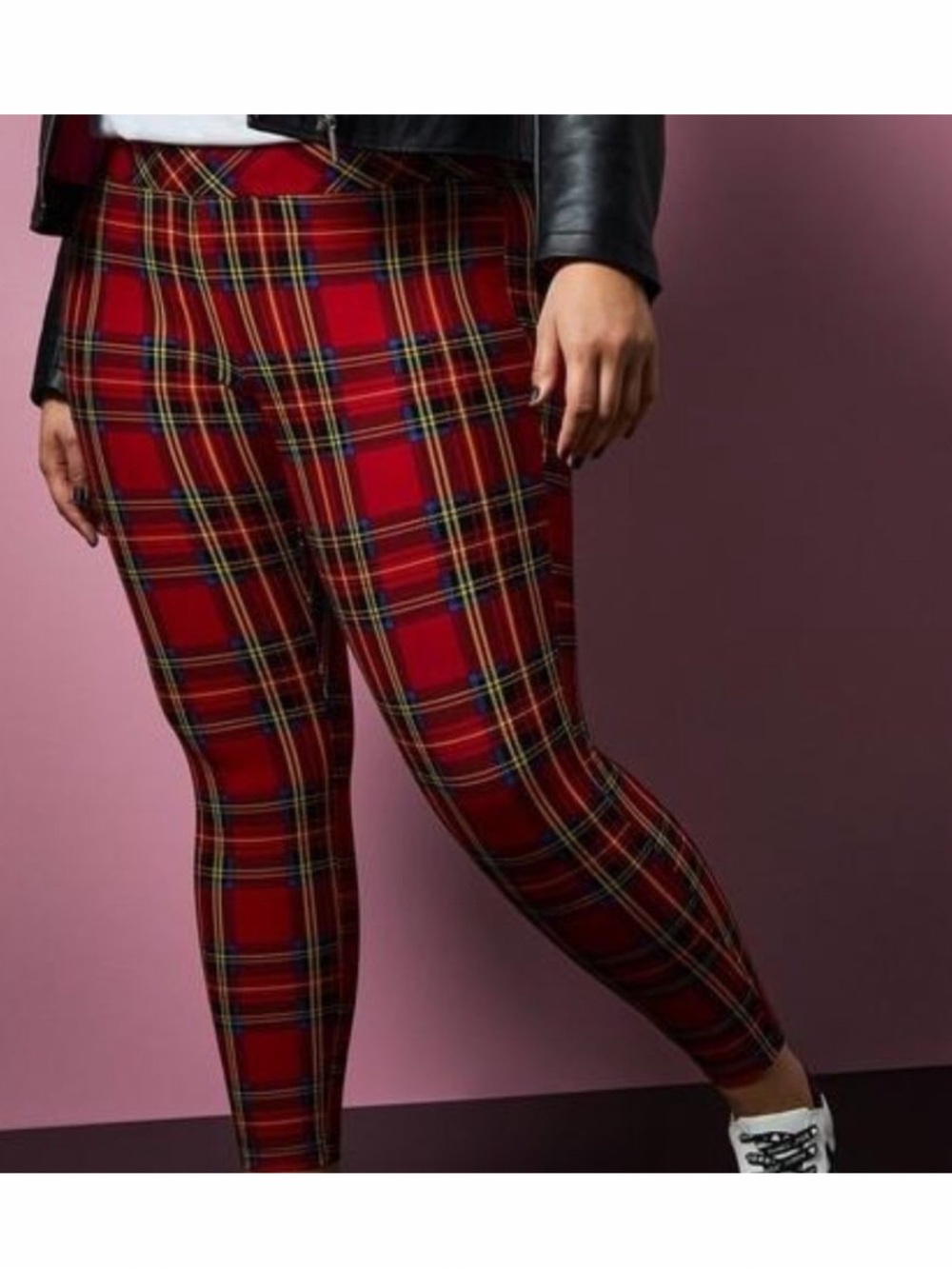 New! Torrid X Betsy Johnson Red Plaid High-Rise Stretch Ponte Leggings 2X